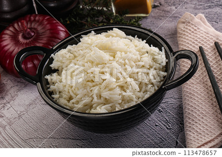 Indian cuisine Steamed basmati rice Indian cuisine Steamed basmati rice 113478657