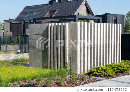Concrete barrier decorative wall Concrete barrier decorative wall 113478832