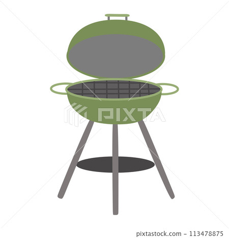 Grill Bbq Isolated on White background. Mangal Brazier Barbecue Element for Summer outdoor cookout. Vector flat illustration. Cartoon style Picnic Equipment for Grilling meat and meals. Grill Bbq Isolated on White background. Mangal Brazier Barbecue Element for Summer outdoor cookout. Vector flat illustration. Cartoon style Picnic Equipment for Grilling meat and meals. 113478875