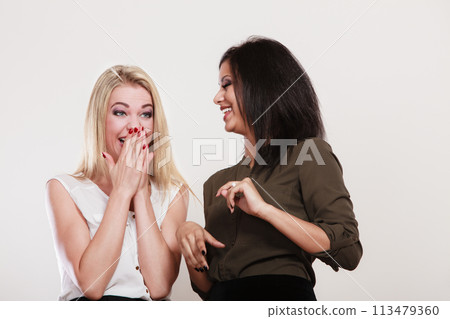 Women multiracial friends having fun Women multiracial friends having fun 113479360