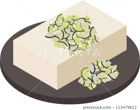 Isometric image of Yamagata prefecture's local dish, chilled tofu 113479622