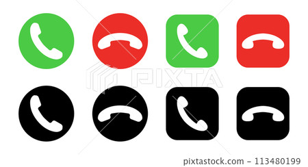 Simple vector illustration icon material for incoming, outgoing, calling, rejecting incoming calls, and ending calls Simple vector illustration icon material for incoming, outgoing, calling, rejecting incoming calls, and ending calls 113480199
