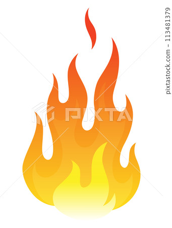 Fire flame icon. Cartoon heat wildfire or bonfire, burn power fiery. Power light energy silhouette. Campfire element in flat style. Isolated vector illustration Fire flame icon. Cartoon heat wildfire or bonfire, burn power fiery. Power light energy silhouette. Campfire element in flat style. Isolated vector illustration 113481379