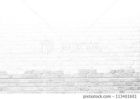Brick wall with white hole, antique old grunge white and gray texture background. 113481681
