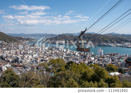 A spectacular view from the top of Senkoji Temple in Onomichi City: Onomichi Strait and Onomichi Bridge 113481892