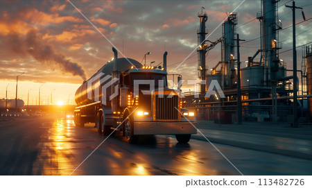 Oil trucks are driving out of the oil depot. Oil trucks are driving out of the oil depot. 113482726