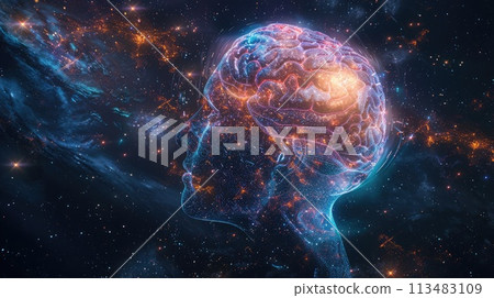 AI Ethics and Governance. Cosmic view of digital brain and AI's global ethical influence 113483109