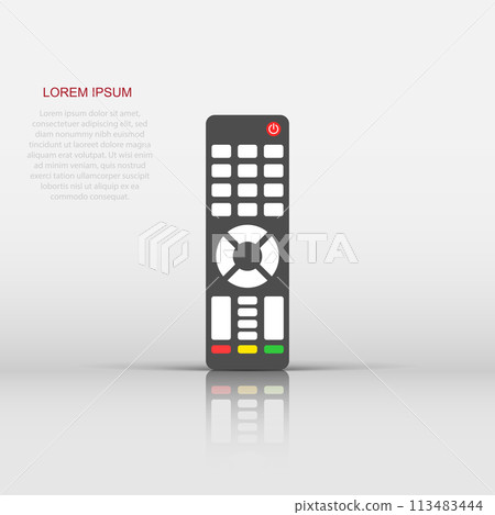 Remote control icon in flat style. Infrared controller vector illustration on white isolated background. Tv keypad business concept. 113483444