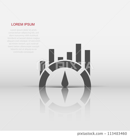 Benchmark measure icon in flat style. Dashboard rating vector illustration on white isolated background. Progress service business concept. 113483460