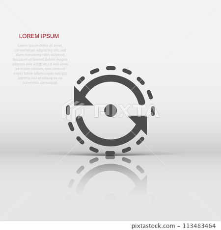 Oval with arrows icon in flat style. Consistency repeat vector illustration on white isolated background. Reload rotation business concept. 113483464