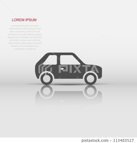 Car icon in flat style. Automobile car vector illustration on white isolated background. Auto business concept. 113483527