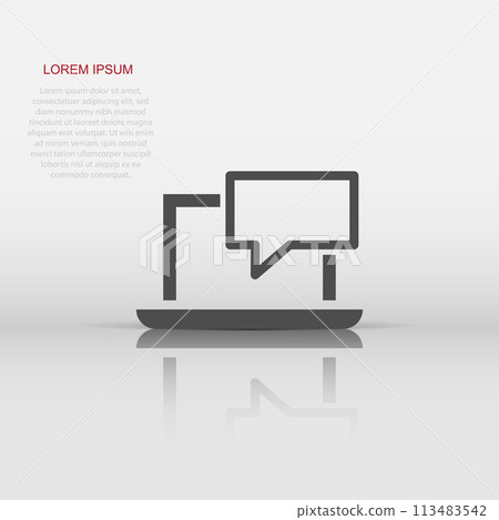 Online training process icon in flat style. Webinar seminar vector illustration on white isolated background. E-learning business concept. 113483542