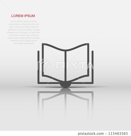 Book education icon in flat style. Literature magazine vector illustration on white isolated background. Book paper business concept. Book education icon in flat style. Literature magazine vector illustration on white isolated background. Book paper business concept. 113483565