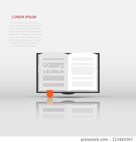 Book education icon in flat style. Literature magazine vector illustration on white isolated background. Book paper business concept. 113483567
