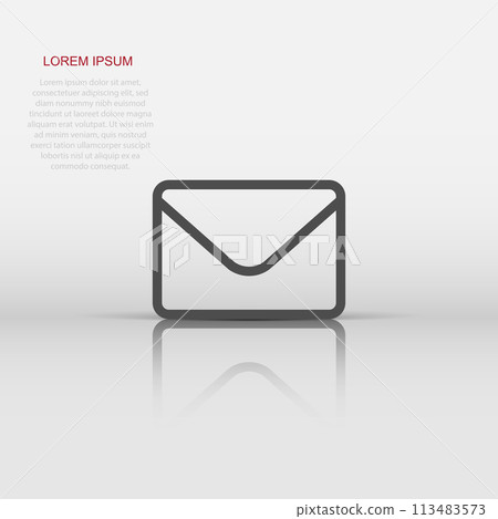 Mail envelope icon in flat style. Receive email letter spam vector illustration on white isolated background. Mail communication business concept. 113483573
