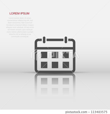 Calendar agenda icon in flat style. Planner vector illustration on white isolated background. Calendar business concept. Calendar agenda icon in flat style. Planner vector illustration on white isolated background. Calendar business concept. 113483575