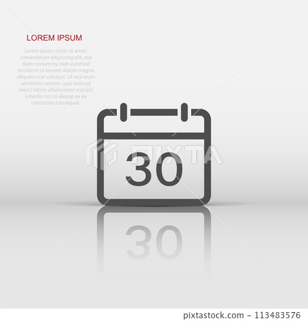 Calendar agenda icon in flat style. Planner vector illustration on white isolated background. Calendar business concept. Calendar agenda icon in flat style. Planner vector illustration on white isolated background. Calendar business concept. 113483576