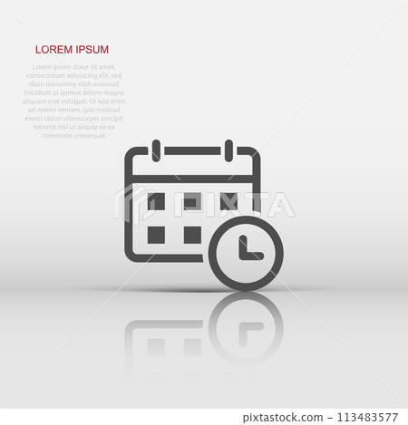 Calendar agenda icon in flat style. Planner vector illustration on white isolated background. Calendar business concept. Calendar agenda icon in flat style. Planner vector illustration on white isolated background. Calendar business concept. 113483577
