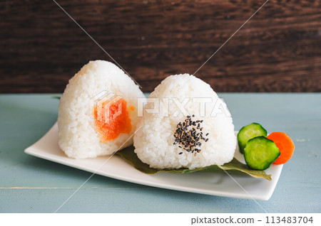 Spicy cod roe and salted rice balls Spicy cod roe and salted rice balls 113483704