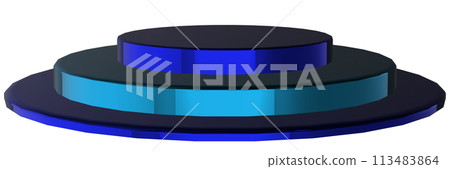 Blue metallic pedestal, three-tiered stage, platform, layout 113483864