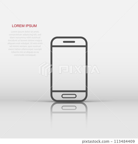 Smartphone icon in flat style. Phone handset vector illustration on white isolated background. Smartphone business concept. Smartphone icon in flat style. Phone handset vector illustration on white isolated background. Smartphone business concept. 113484409