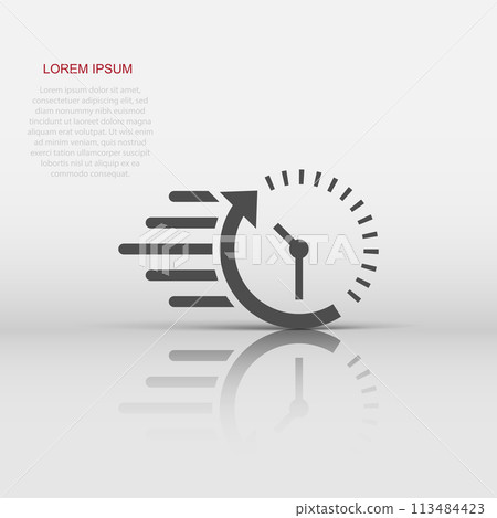 Clock countdown icon in flat style. Time chronometer vector illustration on white isolated background. Clock business concept. Clock countdown icon in flat style. Time chronometer vector illustration on white isolated background. Clock business concept. 113484423