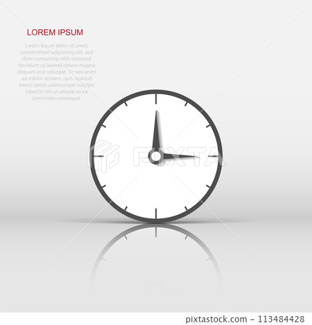 Clock countdown icon in flat style. Time chronometer vector illustration on white isolated background. Clock business concept. 113484428