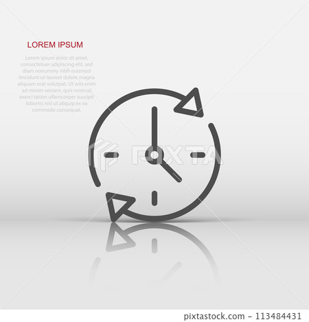 Clock countdown icon in flat style. Time chronometer vector illustration on white isolated background. Clock business concept. Clock countdown icon in flat style. Time chronometer vector illustration on white isolated background. Clock business concept. 113484431