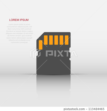 Micro SD card icon in flat style. Memory chip vector illustration on white isolated background. Storage adapter business concept. Micro SD card icon in flat style. Memory chip vector illustration on white isolated background. Storage adapter business concept. 113484465