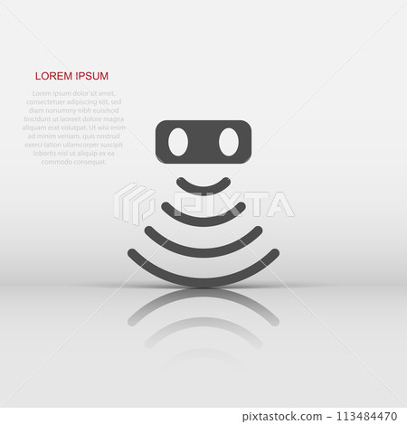 Motion sensor icon in flat style. Sensor waves vector illustration on white isolated background. Security connection business concept. Motion sensor icon in flat style. Sensor waves vector illustration on white isolated background. Security connection business concept. 113484470