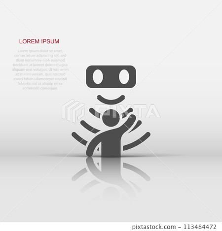 Motion sensor icon in flat style. Sensor waves with man vector illustration on white isolated background. People security connection business concept. Motion sensor icon in flat style. Sensor waves with man vector illustration on white isolated background. People security connection business concept. 113484472