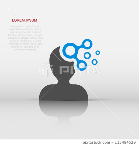 Mind people icon in flat style. Human frustration vector illustration on white isolated background. Mind thinking business concept. Mind people icon in flat style. Human frustration vector illustration on white isolated background. Mind thinking business concept. 113484529
