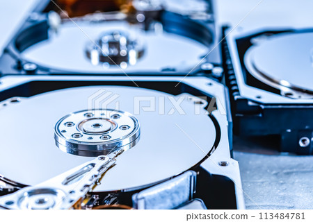 Close-up photo of a hard disk with a shell 113484781