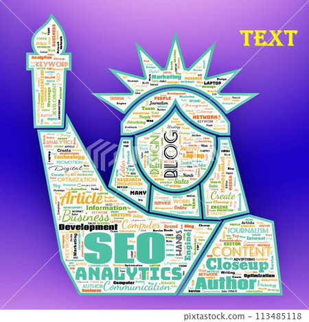 Word Cloud of the SEO (Search Engine Optimization) 113485118