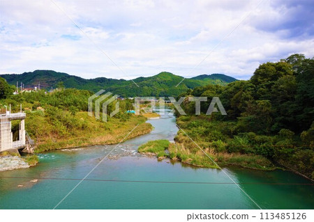 群馬縣藤岡市信水水壩、大西水壩、利根川水系、神無川、信水湖 113485126