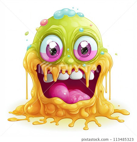 Whimsical Creation: Funny Gooey Monster Isolated on White Background. Generative ai 113485323