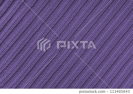 Jersey textile background , purple diagonal striped knitted fabric, cloth surface 113485643