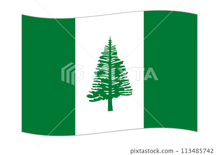 Waving flag of the country Norfolk Island. Vector illustration. 113485742