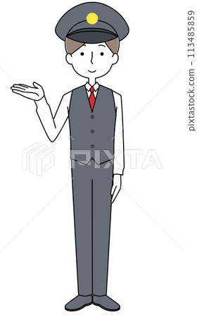 Information: Full-body illustration of a young man in uniform 113485859