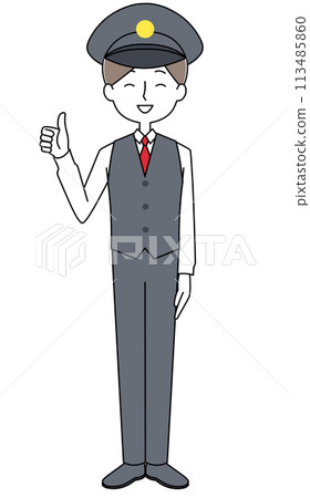 Good sign - Full-body illustration of a young man in uniform 113485860