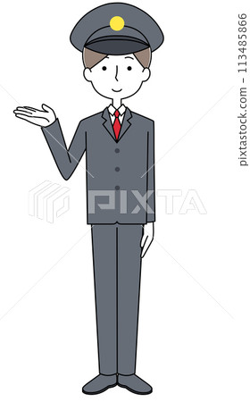 Information: Full-body illustration of a young man in uniform 113485866