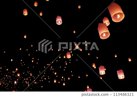 Khom Loi Lantern Festival in Chiang Mai, Thailand 113486321