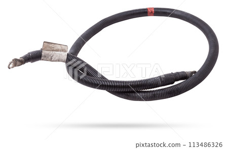 Automotive wiring harness with negative battery terminal and squib for disconnection in case of an accident. Vehicle security systems. 113486326