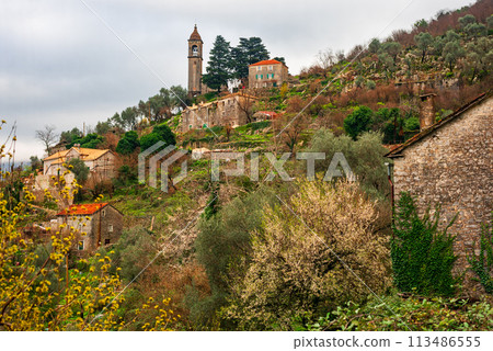 View of Gornji Stoliv village and church of Sv. Ilija Montenegro Kotor municipality View of Gornji Stoliv village and church of Sv. Ilija Montenegro Kotor municipality 113486555
