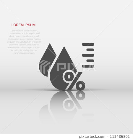 Humidity icon in flat style. Climate vector illustration on white isolated background. Temperature forecast business concept. Humidity icon in flat style. Climate vector illustration on white isolated background. Temperature forecast business concept. 113486801