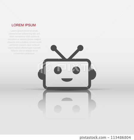 Cute robot chatbot icon in flat style. Bot operator vector illustration on white isolated background. Smart chatbot character business concept. Cute robot chatbot icon in flat style. Bot operator vector illustration on white isolated background. Smart chatbot character business concept. 113486804