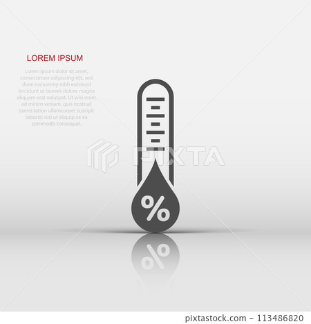 Humidity icon in flat style. Climate vector illustration on white isolated background. Temperature forecast business concept. 113486820