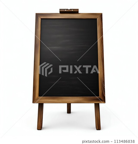 Elegant Wooden Frame Blackboard for Restaurant Menu. Generative ai 113486838