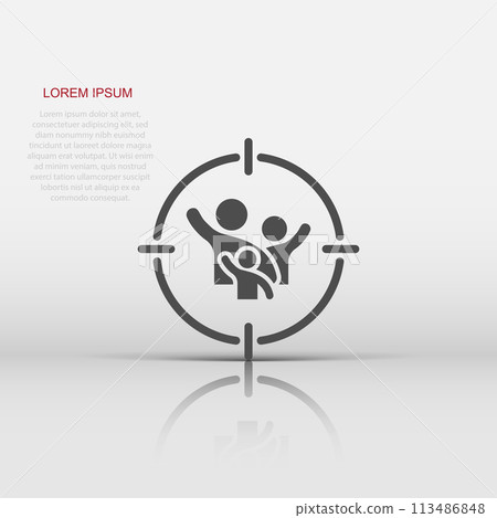 Target audience icon in flat style. Focus on people vector illustration on white isolated background. Human resources business concept. Target audience icon in flat style. Focus on people vector illustration on white isolated background. Human resources business concept. 113486848