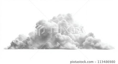 Fluffy White Clouds on Isolated Background. Generative ai 113486980